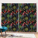 Embroidery Parrot Pattern Print Pencil Pleat Curtains
