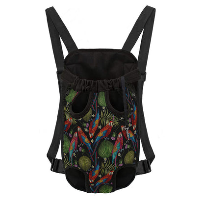 Embroidery Parrot Pattern Print Pet Carrier Backpack
