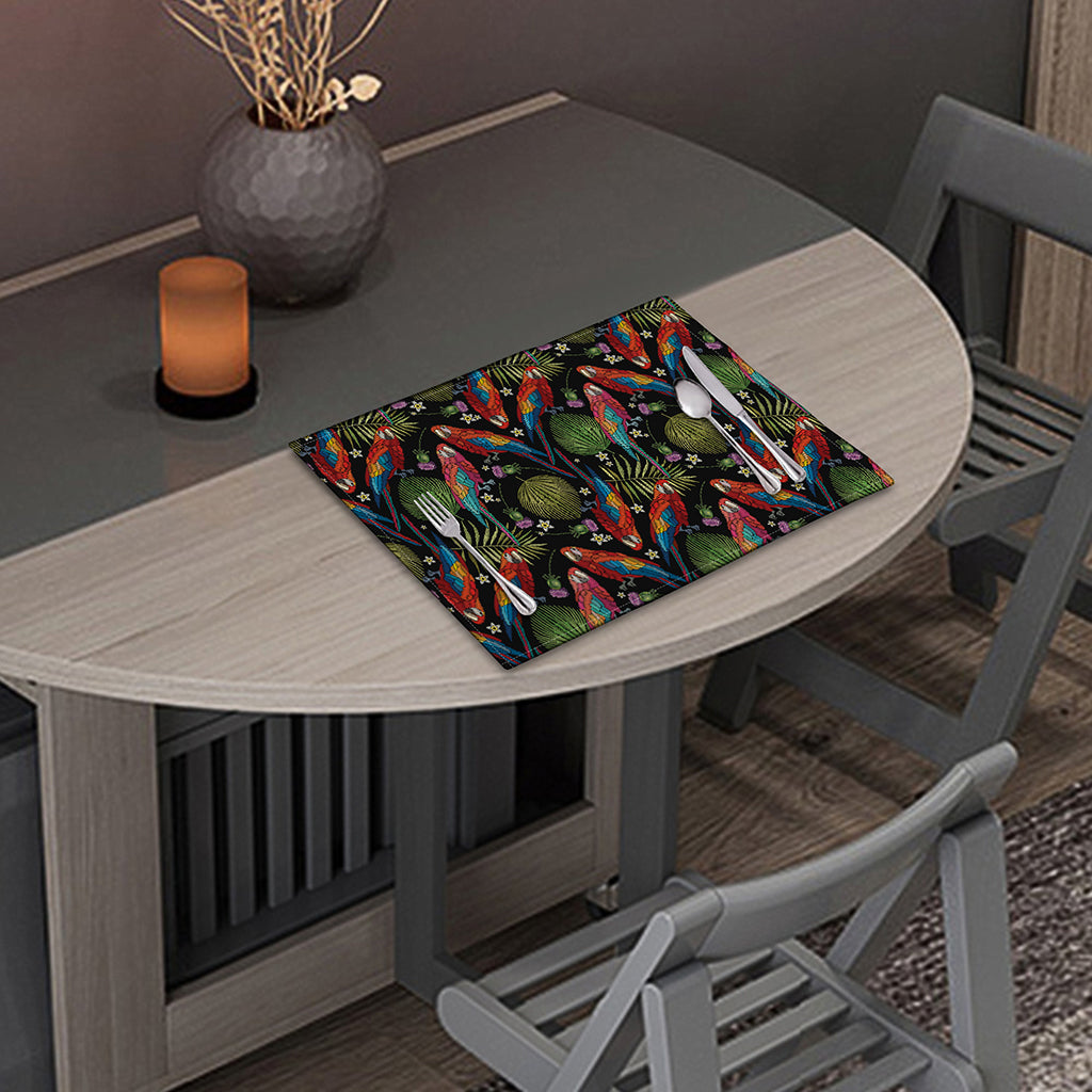 Embroidery Parrot Pattern Print Placemat