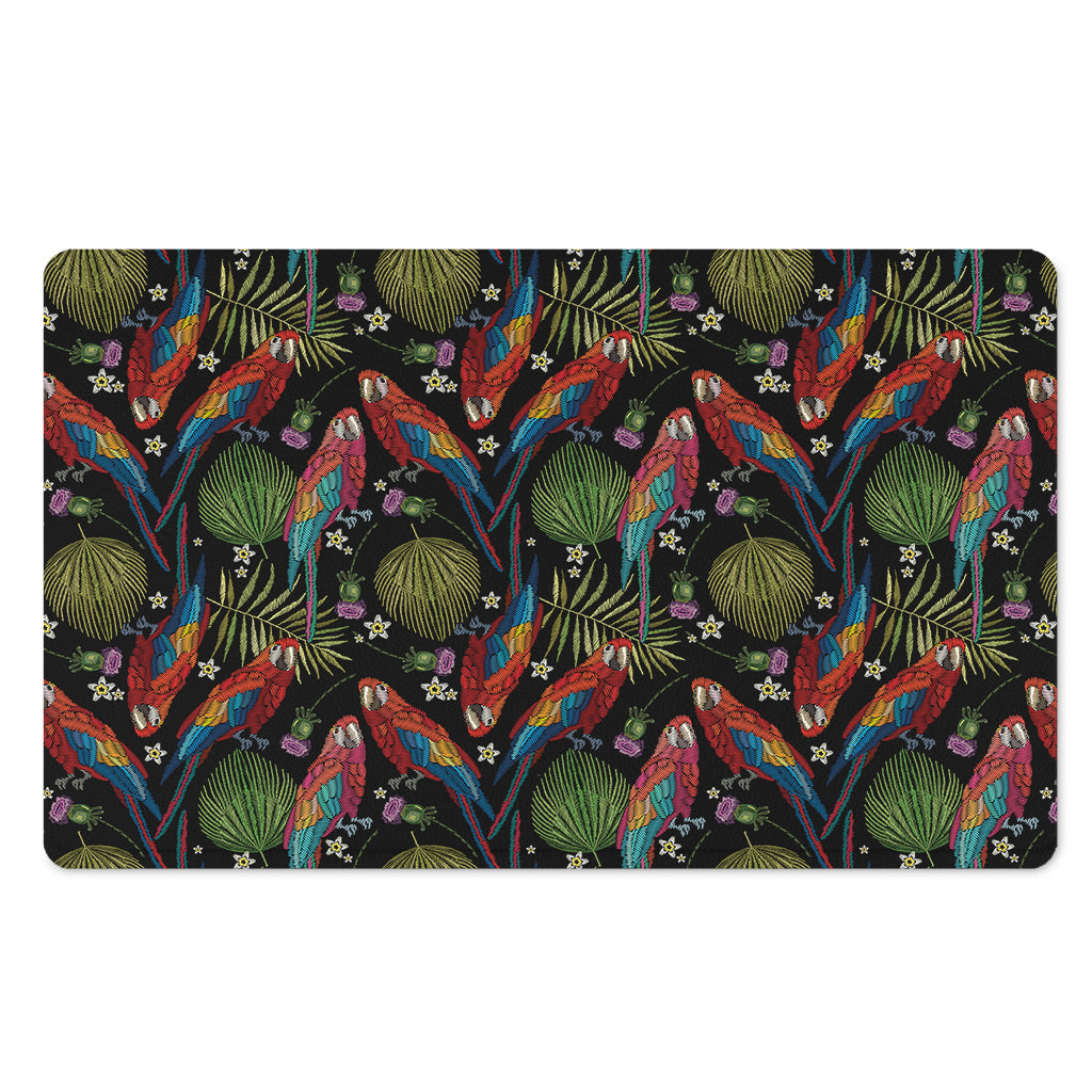 Embroidery Parrot Pattern Print Polyester Doormat