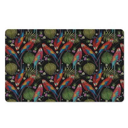 Embroidery Parrot Pattern Print Polyester Doormat