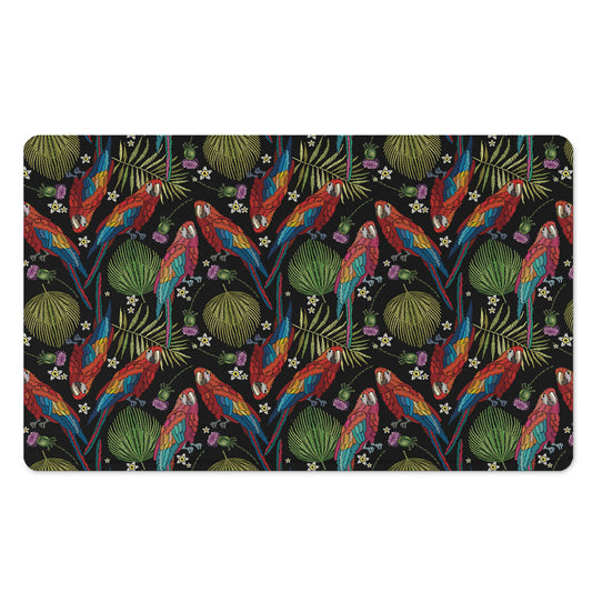 Embroidery Parrot Pattern Print Polyester Doormat