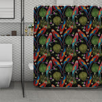 Embroidery Parrot Pattern Print Polyester Shower Curtain