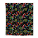 Embroidery Parrot Pattern Print Polyester Shower Curtain