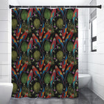 Embroidery Parrot Pattern Print Premium Shower Curtain