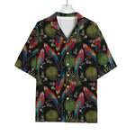 Embroidery Parrot Pattern Print Rayon Hawaiian Shirt