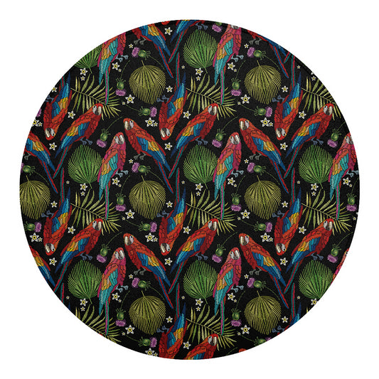 Embroidery Parrot Pattern Print Round Blanket
