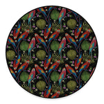 Embroidery Parrot Pattern Print Round Floor Mat