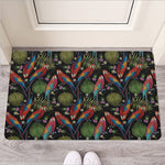 Embroidery Parrot Pattern Print Rubber Doormat