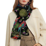 Embroidery Parrot Pattern Print Scarf