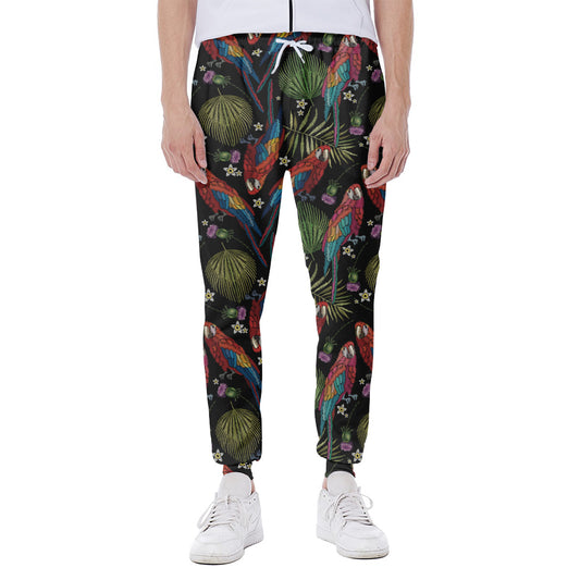 Embroidery Parrot Pattern Print Scuba Joggers
