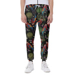 Embroidery Parrot Pattern Print Scuba Joggers