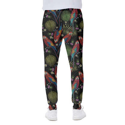 Embroidery Parrot Pattern Print Scuba Joggers