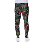 Embroidery Parrot Pattern Print Scuba Joggers