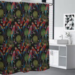 Embroidery Parrot Pattern Print Shower Curtain
