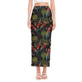 Embroidery Parrot Pattern Print Side Slit Maxi Skirt