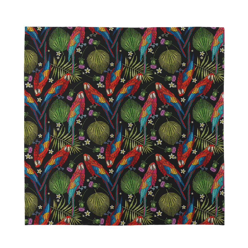 Embroidery Parrot Pattern Print Silk Bandana