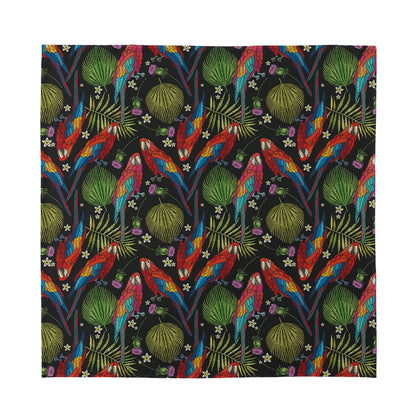 Embroidery Parrot Pattern Print Silk Bandana