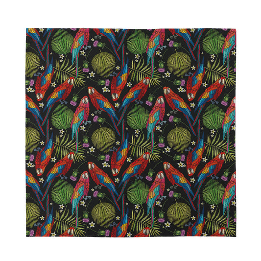 Embroidery Parrot Pattern Print Silk Bandana