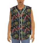 Embroidery Parrot Pattern Print Sleeveless Baseball Jersey
