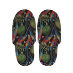 Embroidery Parrot Pattern Print Slippers