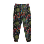 Embroidery Parrot Pattern Print Sweatpants