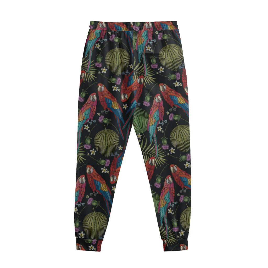 Embroidery Parrot Pattern Print Sweatpants