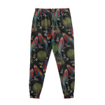 Embroidery Parrot Pattern Print Sweatpants
