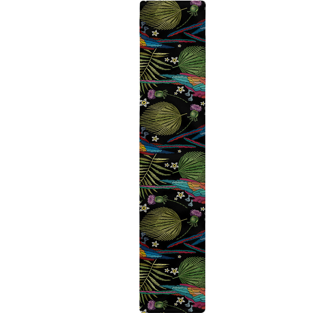 Embroidery Parrot Pattern Print Table Runner