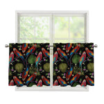 Embroidery Parrot Pattern Print Tier Curtains