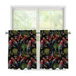 Embroidery Parrot Pattern Print Tier Curtains