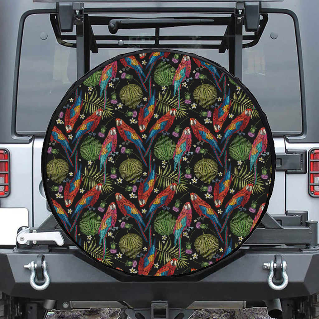 Embroidery Parrot Pattern Print Tire Cover