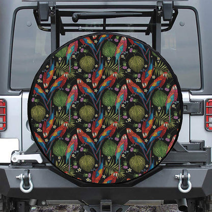 Embroidery Parrot Pattern Print Tire Cover