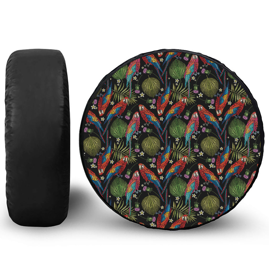 Embroidery Parrot Pattern Print Tire Cover
