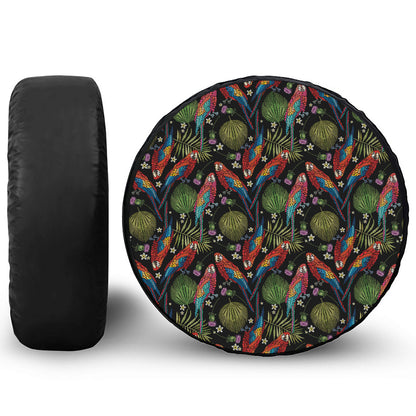 Embroidery Parrot Pattern Print Tire Cover