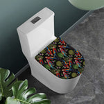 Embroidery Parrot Pattern Print Toilet Lid Cover