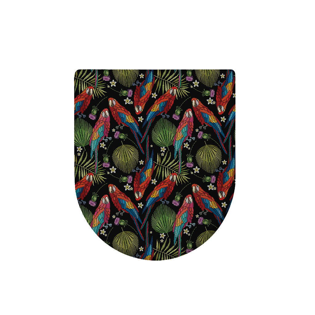 Embroidery Parrot Pattern Print Toilet Lid Cover