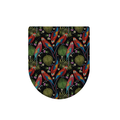 Embroidery Parrot Pattern Print Toilet Lid Cover