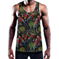 Embroidery Parrot Pattern Print Men's Workout Tank Top