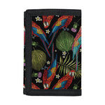 Embroidery Parrot Pattern Print Trifold Wallet