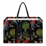 Embroidery Parrot Pattern Print Utility Tote Bag