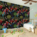 Embroidery Parrot Pattern Print Wall Sticker