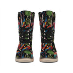 Embroidery Parrot Pattern Print Winter Boots