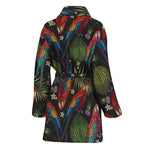 Embroidery Parrot Pattern Print Women's Bathrobe