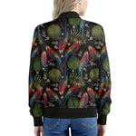 Embroidery Parrot Pattern Print Women's Bomber Jacket