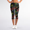 Embroidery Parrot Pattern Print Women's Capri Leggings