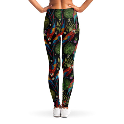 Embroidery Parrot Pattern Print Women's Leggings