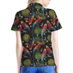 Embroidery Parrot Pattern Print Women's Polo Shirt