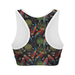 Embroidery Parrot Pattern Print Women's Sports Bra