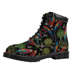 Embroidery Parrot Pattern Print Work Boots